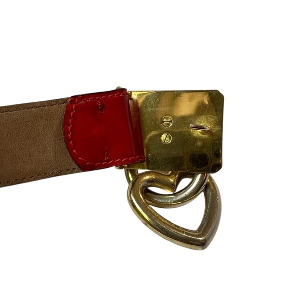 Vintage MOSCHINO Redwall En Heart Red Leather Buckle Belt Size Euro 46 /35 US main image 7